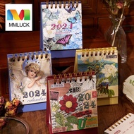 MMLUCK Standing Flip Calendar 2024 Calendar Schedule Planner Agenda Organizer Mini Desk Calendar Kawaii Yearly Agenda Desktop Calendar School Office Supply