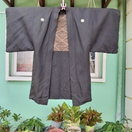Kimono Men Haori Black Japanese Vintage