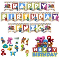 Pocoyo Theme Birthday Party Banner Cupcake Cake Topper Decoration Personalized