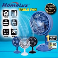 Homelux HTF-208PW 8-Inch Powerful Turbo Table Fan – 3 Speeds, Compact & Efficient Cooling (SIRIM App