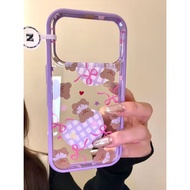 Soft Cute Cute Cute Plaid Love Heart Bear Suitable for ihone17promax16pro Phone Case 15 2 in 1 Spot 