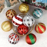 耶誕節裝飾塑膠球金銀紅彩繪格子球美陳場景佈置吊飾綵球15-20CM