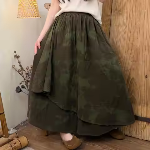 2026 Spring New Gradient Design Cotton Gauze Double-layer Irregular Skirt Women ZF2017