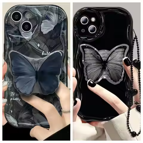 3D Butterfly Bracelet Chain Silicone Case For Samsung Galaxy A54 A55 A24 S24 Ultra A04 A05 A13 A14 A