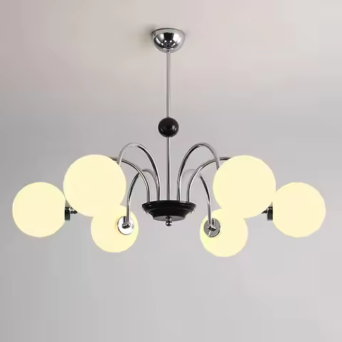 Nordic Classic Luxury Glass Ball Chandelier 8 Heads Gold/Chrome Ceiling Light Quarto Lustre Big Livi