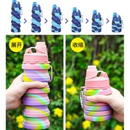 Hot-selling creative silicone collapsible water bottle high temperature sports water bottle with cover portable retractable water cup