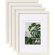 Egofine 8x10 Picture Frames Set of 4, Made of Solid Wood Covered by Plexiglass 4x6 and 5x7 with Mat 