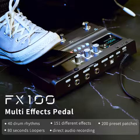 FLAMMA FX100 Multi Effects Processor Guitar Pedal with 151 Effects 200 preset 80s Looper 55 Amp Mode