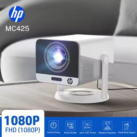 HP Projector MC425 1080P FHD Android 14 Dual Wifi6 Allwinner H726 BT5.4 1920*1080P Home Cinema Beame