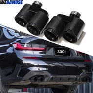 Quad Carbon Fiber Exhaust Tip For BMW G20 G21 330i 330d 320d Dual Outlet Stainless Steel Muffler Exh
