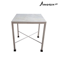 Anusarin โต๊ะขาเหล็กหน้ากระเบื้องลายหินอ่อน 40x40x48 ซม-White