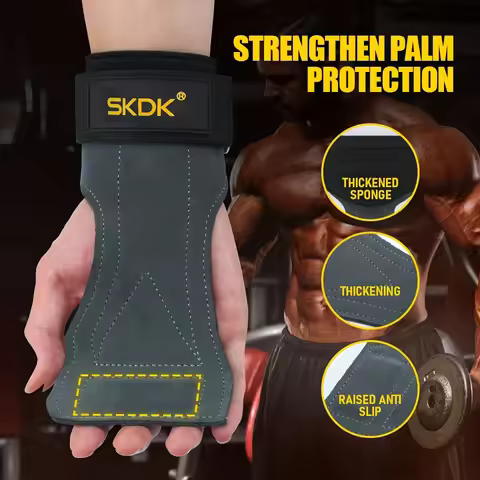 Leather Weight Lifting Training Gloves Palm Protection Women Men Fitness Sports Gymnastics Grips Pul