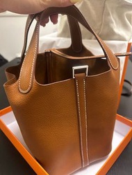 Hermes Picotin Lock Bag 18 Barenia Faubourg 34 Fauve