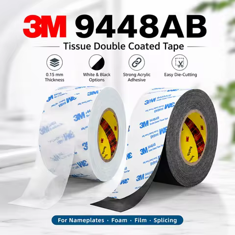 3M 9448AB Black Double Sided Tissue Tape 0.15MM Acrylic Adhesive for Foam Nameplate Plastic Metal Bo