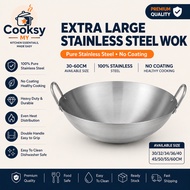 Stainless Steel Wok Large Cooking Wok Kuali Besar Heavy Duty No Coating 30cm-60cm