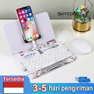 [Free Gift]skycool Keyboard And Mouse Phone set For OPPO Vivo Xiaomi Huawei Redmi Samsung Phone hp With PU Leather Case Holder Compatible All OTG Android