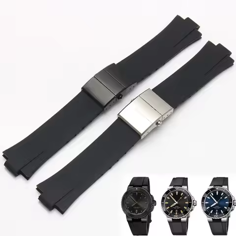 Convex interface 24*11 silicone rubber strap for ORIS AQUIS Bracelet diving watch strap Waterproof W