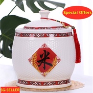SG-SELLER【2.5kg 4kg Porcelain Rice Container】Ceramic Pot➤Multipurpose Container➤Rice Storage➤ Fortun