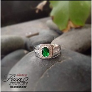 cincin lelaki permata hijau silver 925, cincin lelaki perak925 permata hijau, silver 925 men ring in