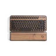 AZIO Retro Compact Keyboard (Elwood) - Bluetooth Wireless/USB Wired Vintage Backlit Walnut Wood Mech