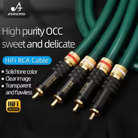 ATAUDIO HiFi RCA Cable for CD Player Amplifier 7N OCC 2-core with Shielding Hi-end Audio Cord 2RCA M