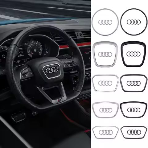 For Audi A3 A4 B8 8P B9 8V A5 A6 C7 A7 Q3 Q5 Q7 Automobile Steering Wheel Logo Bright Frame Strip El