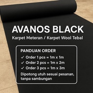 Avanos Black Metered Carpet • Size 1m x 1m • Thick Wool Carpet for Exhibition