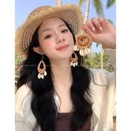 ~~ Bohemian Water Drop Braided Conch Earrings Female Seaside Earrings Exaggerated Earrings Earrings 