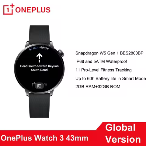Original OnePlus Watch 3 43mm Global Version Smart Watch 1.32" AMOLED Display Up to 60h Battery Life