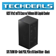 NZXT H1v2 mITX Case w/140mm AIO Liquid Cooler, SFX 750W 80+ Gold PSU, PCIe x16 Gen4 Riser