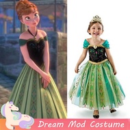 Princess Anna Green Mesh Dress Frozen Christmas Outfits For Kids Girl Halloween Carnival Cosplay Costume Gown Baby Dresses