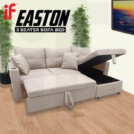 [Free 2 Pillow] IF Easton 7ft 3 Seater L Shape Fabric Sofa Multifunction SofaBed Storage Box PVC Leg