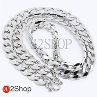 s2shop สร้อยคอสแตนเลสแท้ สร้อยคอพระ ลายห่วงแบนขัดเหลี่ยม ห้อยพระได้ 1 องค์ ความกว้าง 12 มม.ความยาว 1