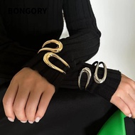 BONGORY Women's Bracelet, Adjustable Metal Open Cuff Bangles Bracelet, Exaggerated Hollow Cuff Brace