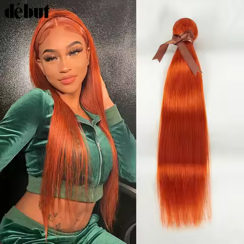 Debut Ginger Straight Bundles 8 To 28 Inches Remy 100% Human Hair Bundles Straight Hair Weave Bundle