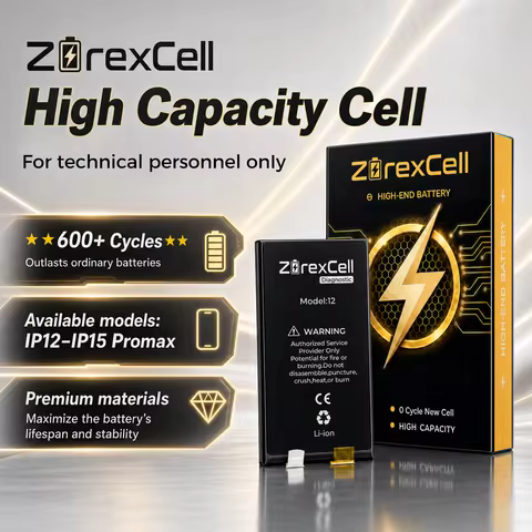ZorexCell High Capacity Battery Cell For iPhone 12,12Pro,12ProMax,13,13ProMax,14,14Pro,14ProMax,15 F