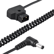 Andoer Coiled 2m/6.5ft D-Tap 2Pin Male to DC 5.5 x 2.1mm Adapter Cable Extension Elastic Line for Anton V-Mount Bat-tery DSLR Cage Rig Power Supply