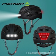 【Rainbow】Merida Bicycle Helmet With Front Light And Tail Light Light Warning Smart Helmet Road Bike Helmet Bicycle Accessories