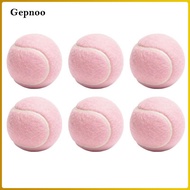 Gepnoo 6 Pieces Pink Tennis Ball Chemical Fiber Fuzzy Tennis Ball Stitched Seams Training