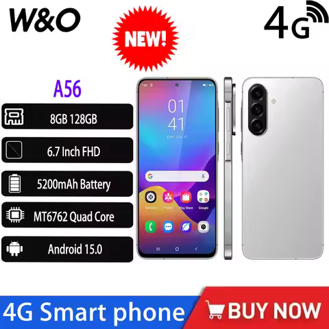 2025 NEW Global Version W&O A56 4G Smartphone Android 14 Dual SIM 6.7“ FHD+ 8GB+128GB Mobile Phone 5