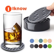 I know Silicone Drink Coasters Set of Holder, Cup Coaster for Drinks Deep Grooved Absorbent Coaster