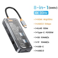 ASOMETECH USB C HUB 4K HDMI รองรับ VGA USB 3.0 อะแดปเตอร์ 11 10 8 ใน 1 ประเภท C HUB เครื่องอ่านการ์ด