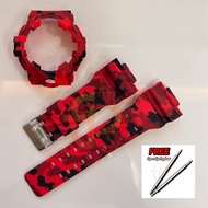 Strap and Bezel Matte Camoflauge Red Replacement for GSh0ck GA-700/GA-710 / GA700 GA710
