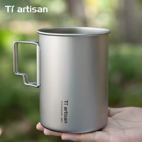 Tiartisan Titanium Camping Pot 900ML Large Capacity Water Coffee Mug With Lid Outdoor Kitchen Cookwa