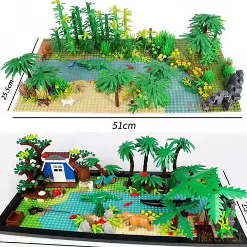 NEW Tropical Rainforest Animal Crocodiles Bear Jungle Tree Accessories Scene Rivers Stands Building 