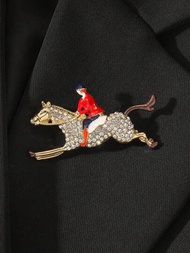 1只金屬復古馬形胸針,時尚的軍人風格徽章,適合日常穿著、派對裝扮