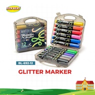 NEWBERY 12in1 Multicolor Glitter Marker, Glitter Coloring Drawing Painting Craft Marker Glitter Gel 