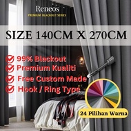 RENEOS Premium 99% Blackout Curtain 270cm Height Langsir Blackout Murah Langsir Hook Langsir Tebal K
