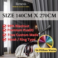 RENEOS Premium 99% Blackout Curtain 270cm Height Langsir Blackout Murah Langsir Hook Langsir Tebal Kain Langsir Murah