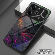 HP GUMIHO - Glossy Glass Glitter Case for Type TECNO POVA 6hp TECNO POVA 6 PRO/ Fashion ABSTRACT AES